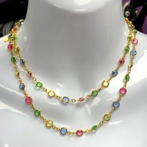 Vintage Swarovski Crystal Necklace 🦋 Swan Signed Hangtag 🦋 BEAUTIFUL PASTELS